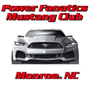 Black and white mustang front end with red text above and below